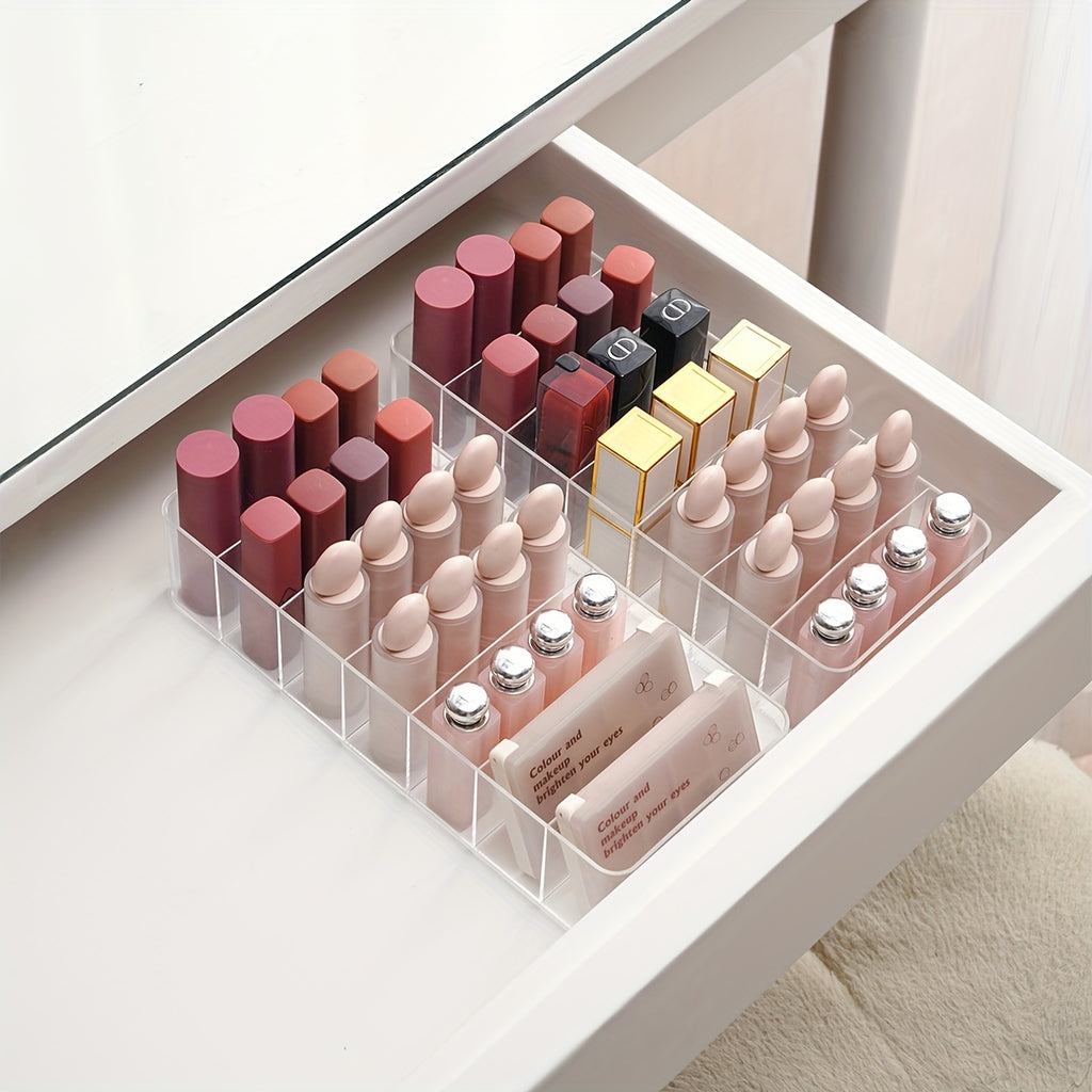 Clear Plastic 7-Compartment Lipstick Organizer
