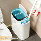 Space-Saving Pull-Out Trash Can & Toilet Brush Set (With Disposable Heads)