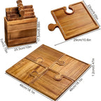 Interlocking Acacia Wood Charcuterie Boards (Set of 4)