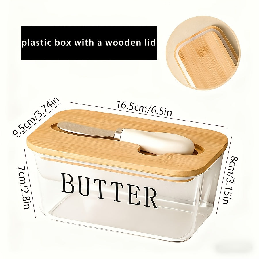 Airtight Silicone Seal Butter Dish (Bamboo Lid & Knife)