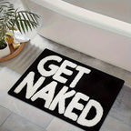 Soft Flannel Absorbent & Machine-Washable Bathroom Mat (Get Naked Print)