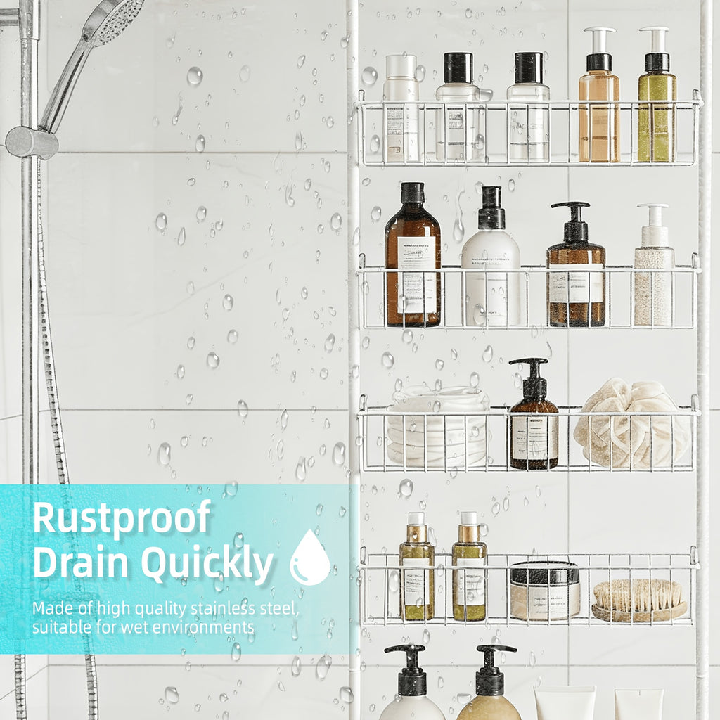 Heavy-Duty Wrought Iron Over-Door Shower Caddy (Multi-Tier)