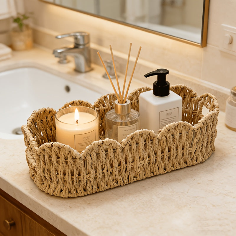 Hand-Woven Paper Rope Storage Basket (Oval)