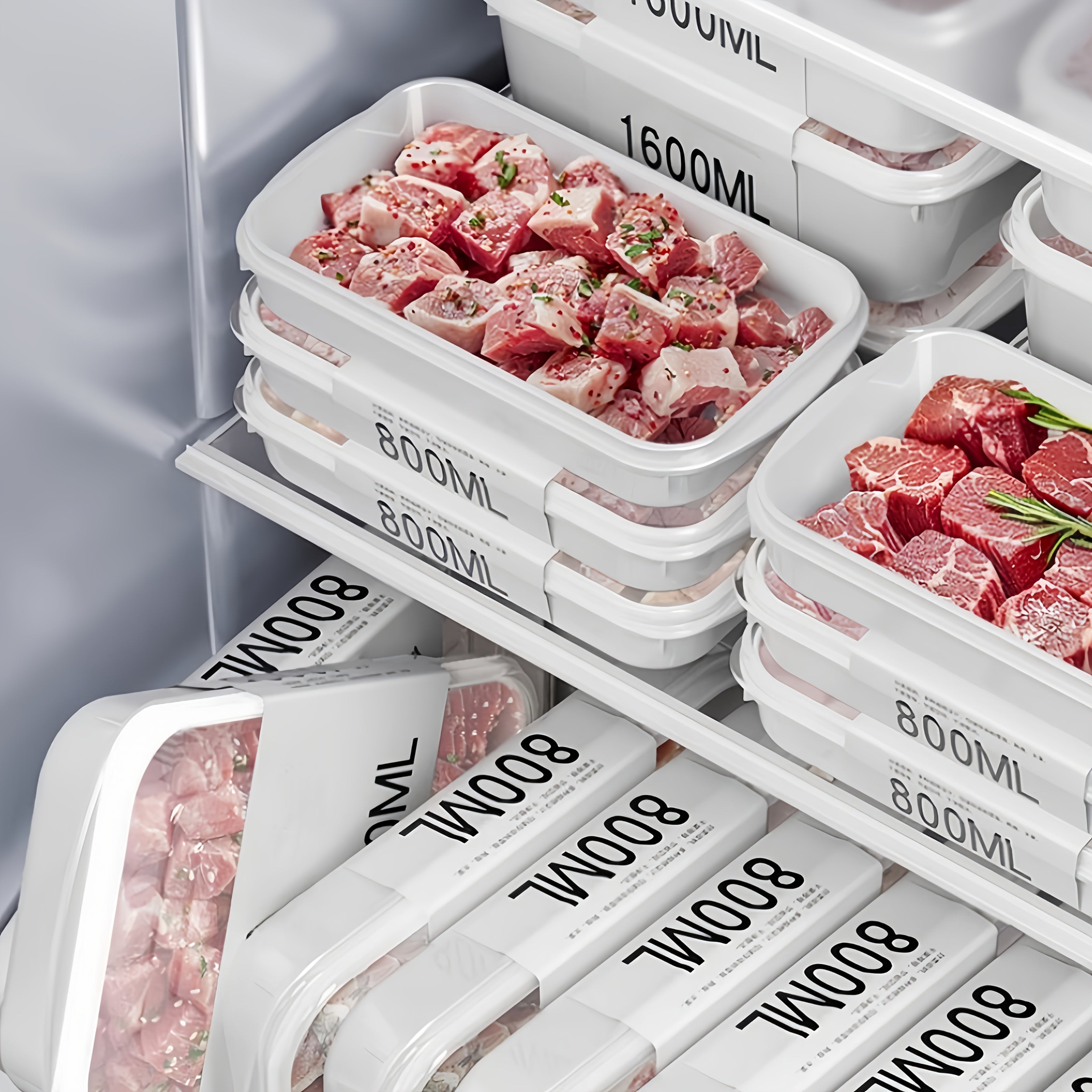 Food-Grade PP Airtight Flip-Top Refrigerator Storage Box (Set of 4)