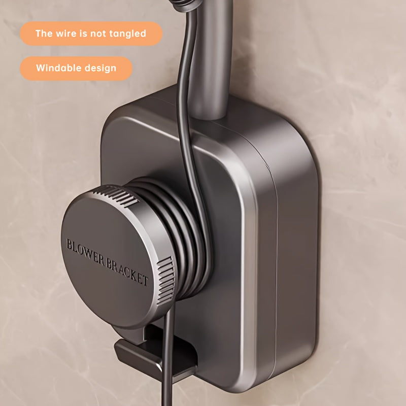 No-Drill Suction Cup Metal Swivel Hair Dryer Holder