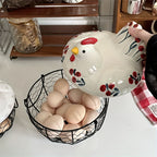 Dustproof Ceramic & Wire Egg Basket (Hen-Shaped)