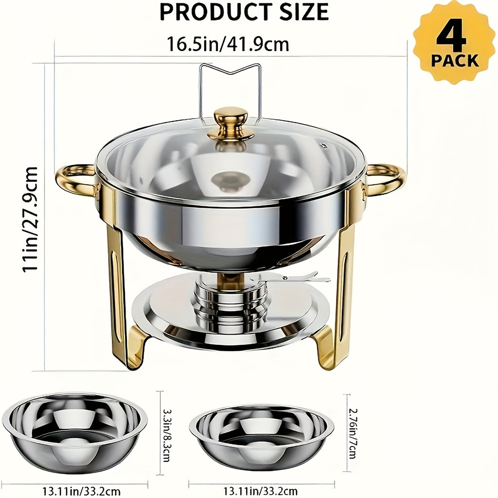 Titanium-Plated Stainless Steel Buffet Hot Pot Set (95% Pre-Assembled)