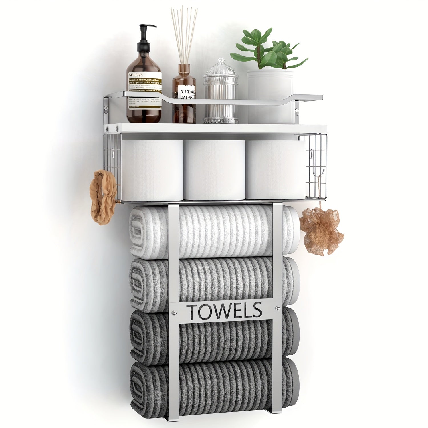 Space-Saving Carbon Steel Wall-Mounted Towel Rack