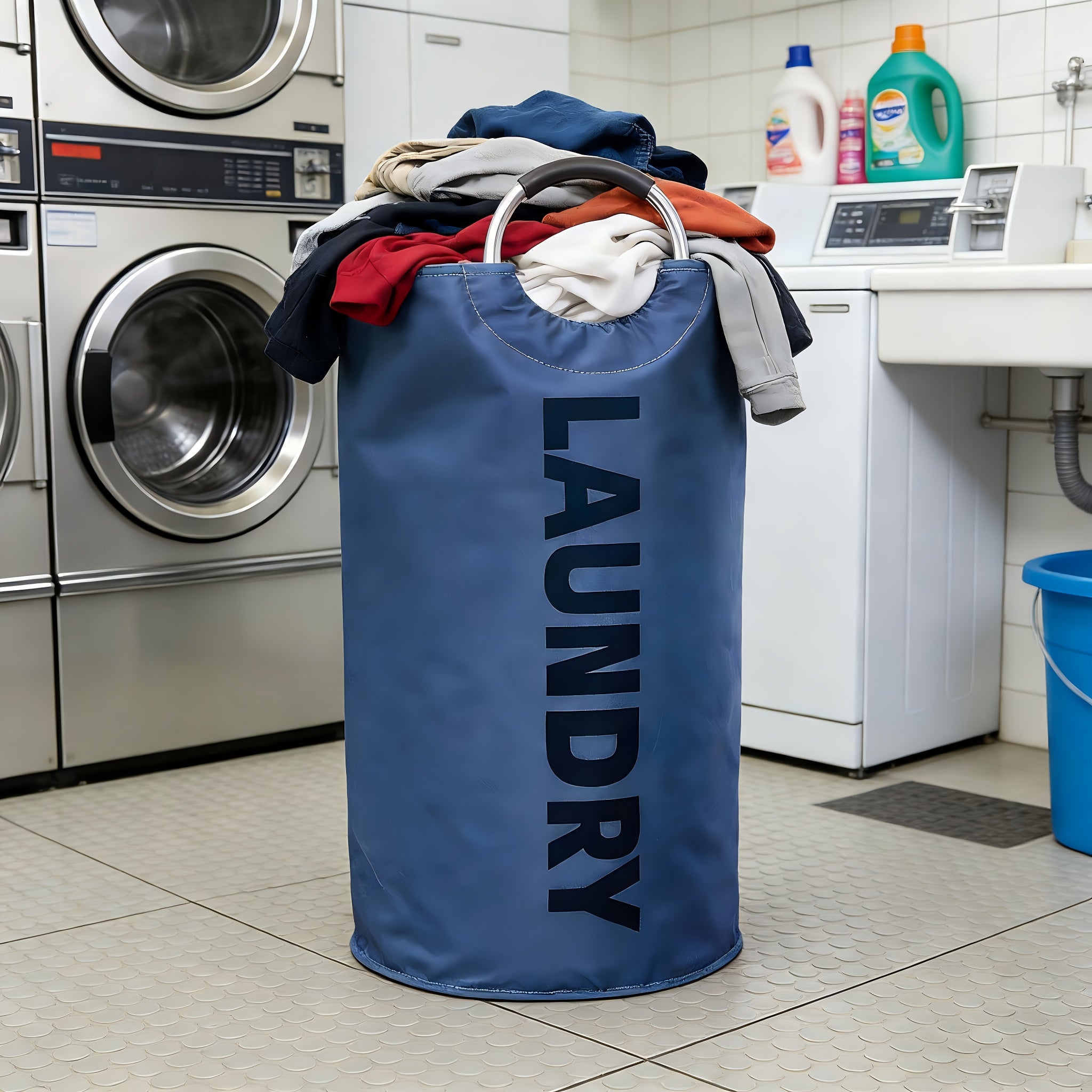 Extra Large Foldable Waterproof Laundry Hamper (Aluminum Loop Handle)