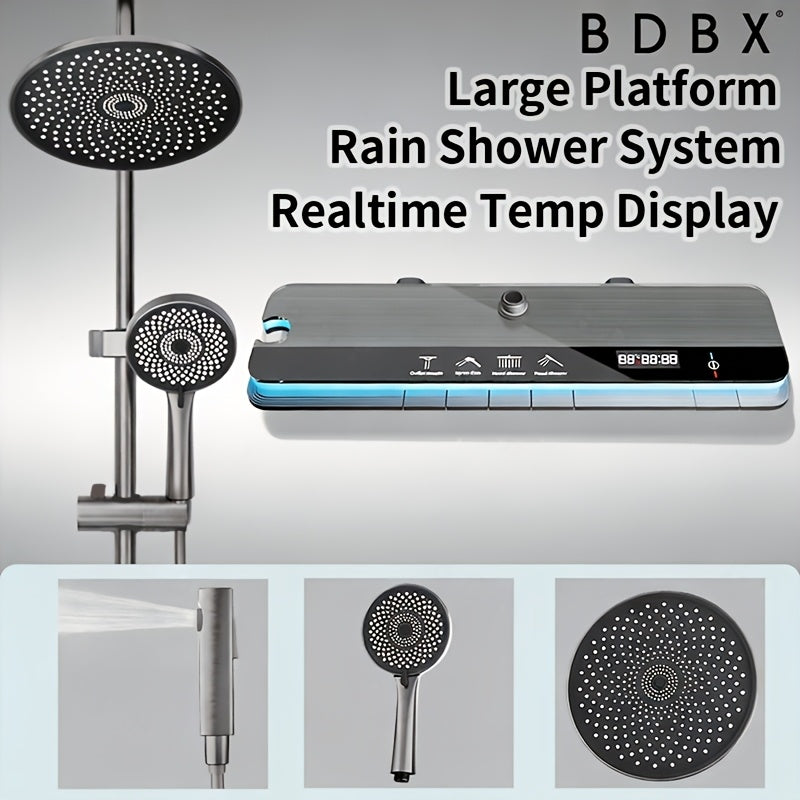 Hydroelectric LED Temperature-Control Wall-Mount Shower Panel