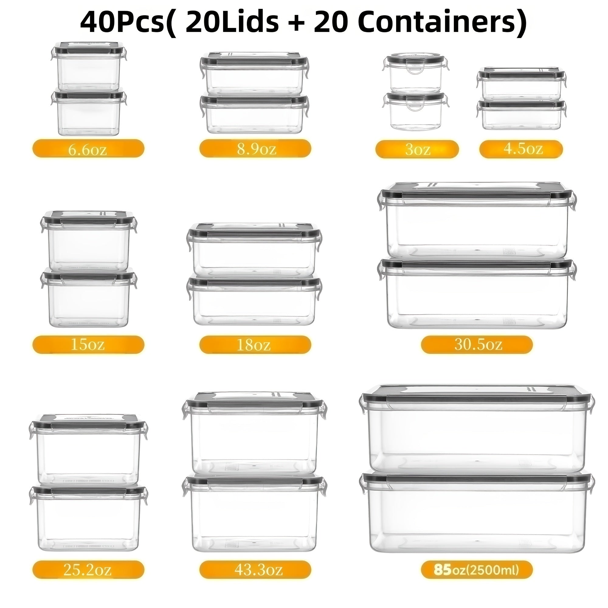 Airtight Latch & Microwave-Safe Food Storage Container Set (Set of 48)