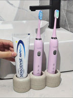 Textured Resin Multi-Compartment Toothbrush Holder