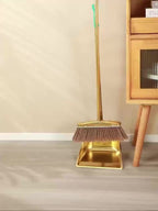 Gold-Finish Stainless Steel Standing Broom & Dustpan Set