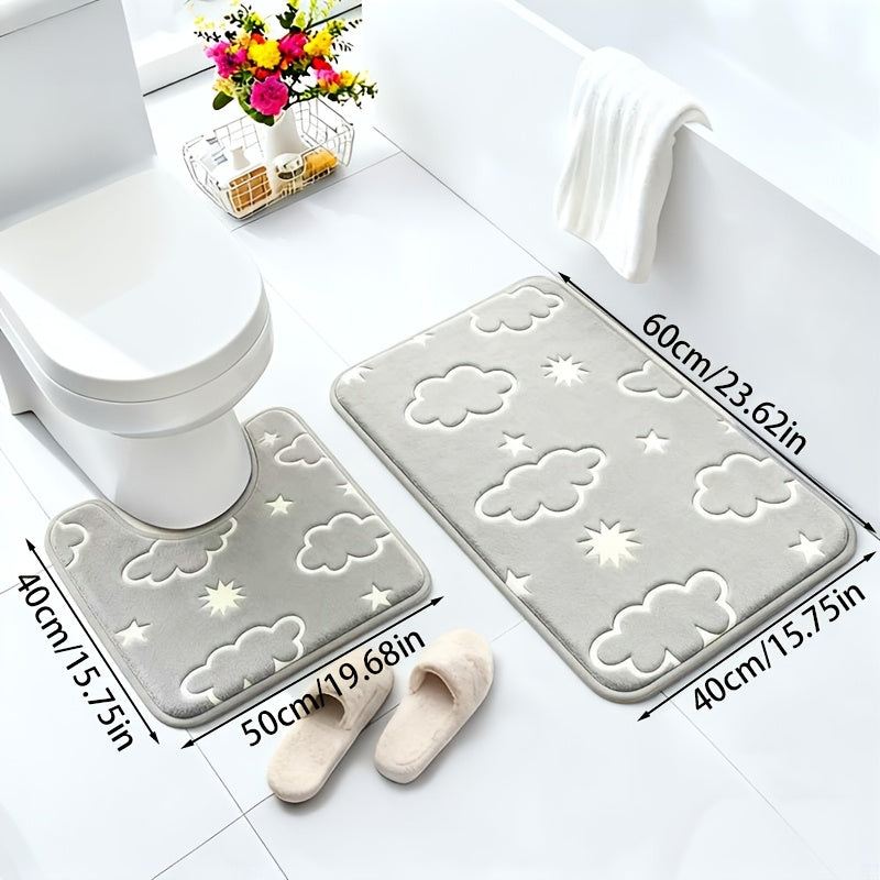 Glow-In-The-Dark & Anti-Slip Bathroom Mat Set (2-Piece)