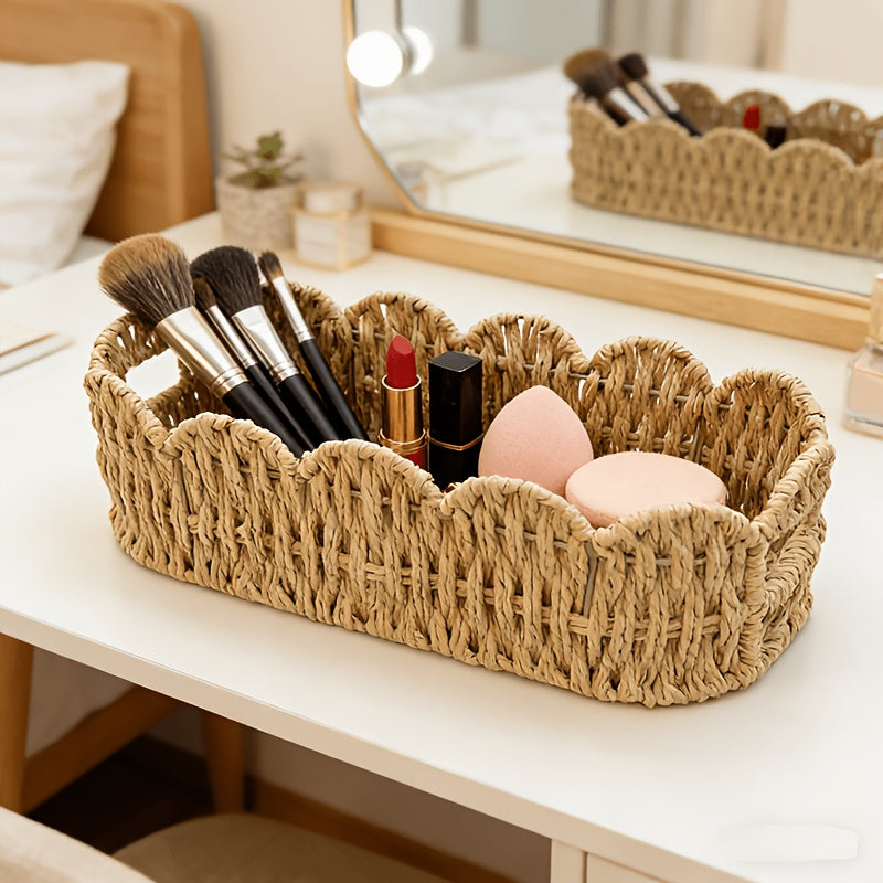 Hand-Woven Paper Rope Storage Basket (Oval)