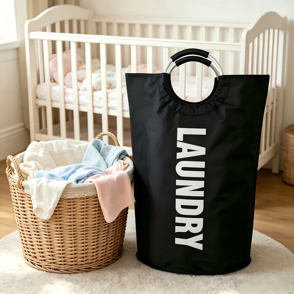 Extra Large Foldable Waterproof Laundry Hamper (Aluminum Loop Handle)