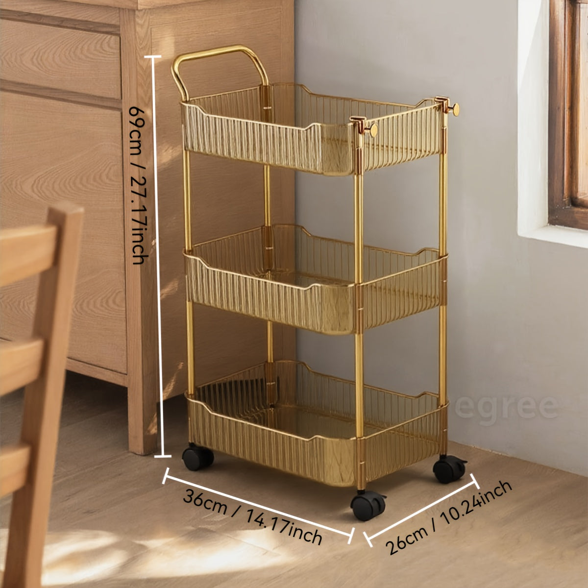 Ultra-Thin Plastic Rolling Storage Cart (3- or 4-Layer)