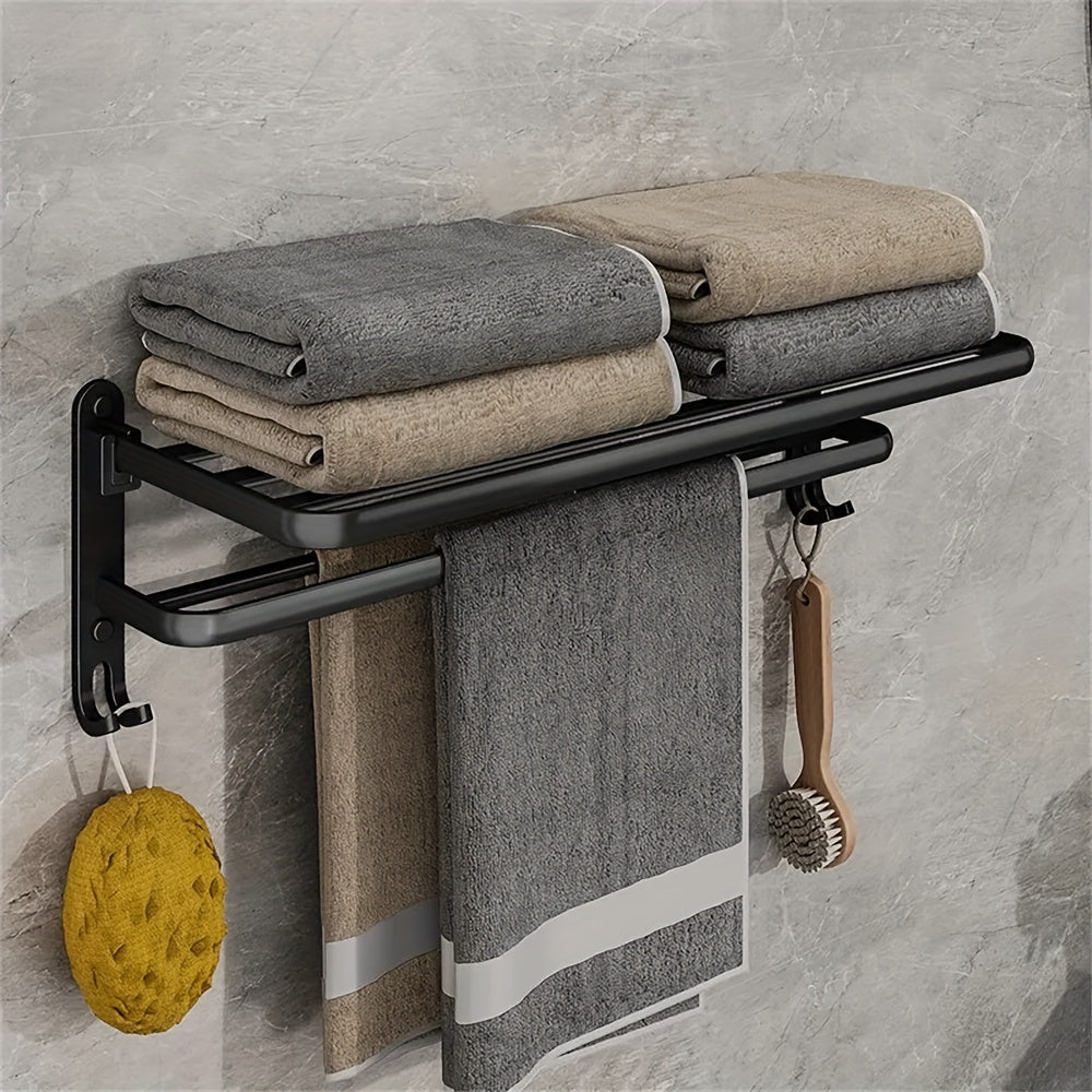 Wider & Thicker Hooks Wall-Mount Folding Towel Rack