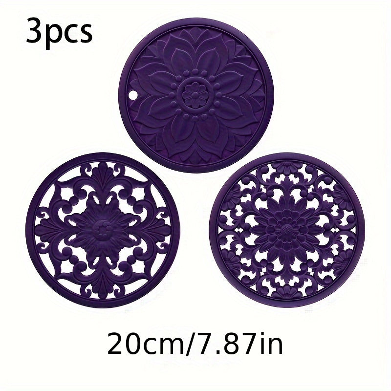 Heat-Resistant Non-Slip Silicone Trivet Set (3-Piece)