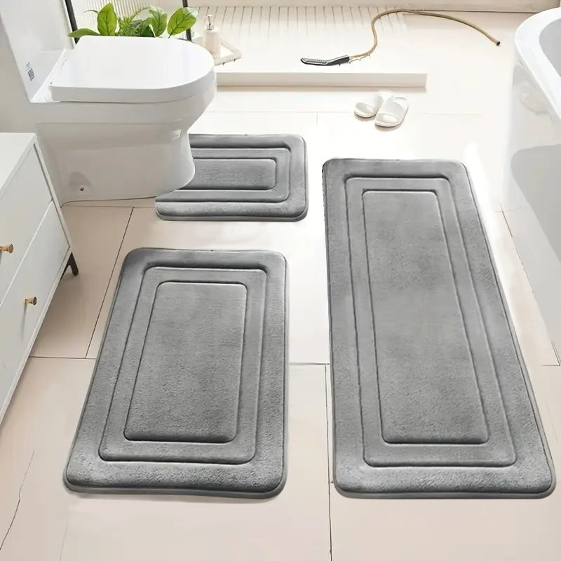 Ultra Absorbent & Non-Slip Polyester Bath Mat Set (Set of 3)