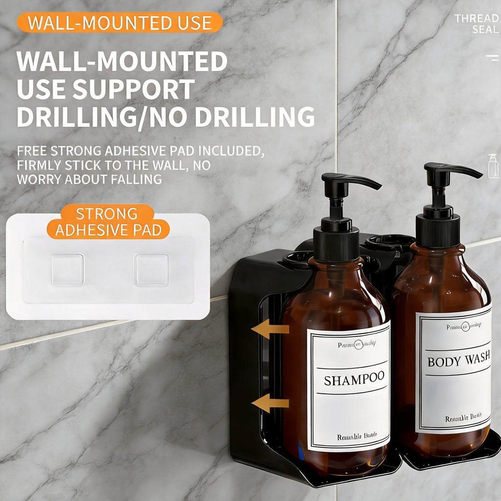 No-Drill & Easy-Refill 3-Chamber Shower Dispenser (16oz Chambers)