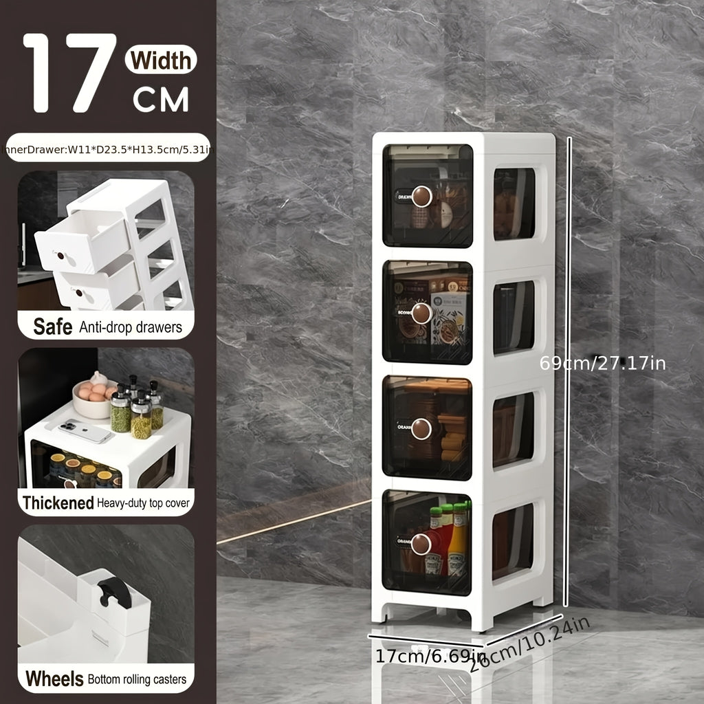 Slim Space-Saving Slide-Out Gap Shelf (4-Tier)