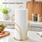 Stable Golden Metal Paper Towel & Cloth Holder (Countertop)