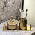 Luxury Golden Ceramic Bathroom Accessory Set (Set of 3)
