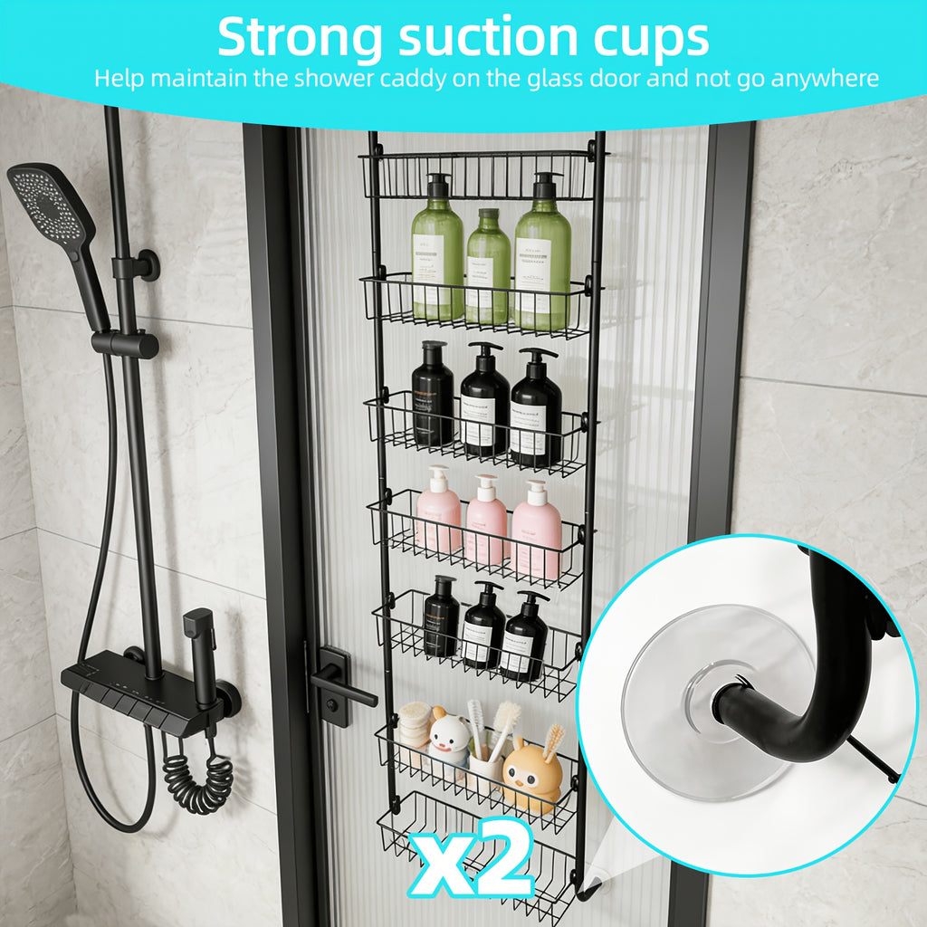 Heavy-Duty Wrought Iron Over-Door Shower Caddy (Multi-Tier)