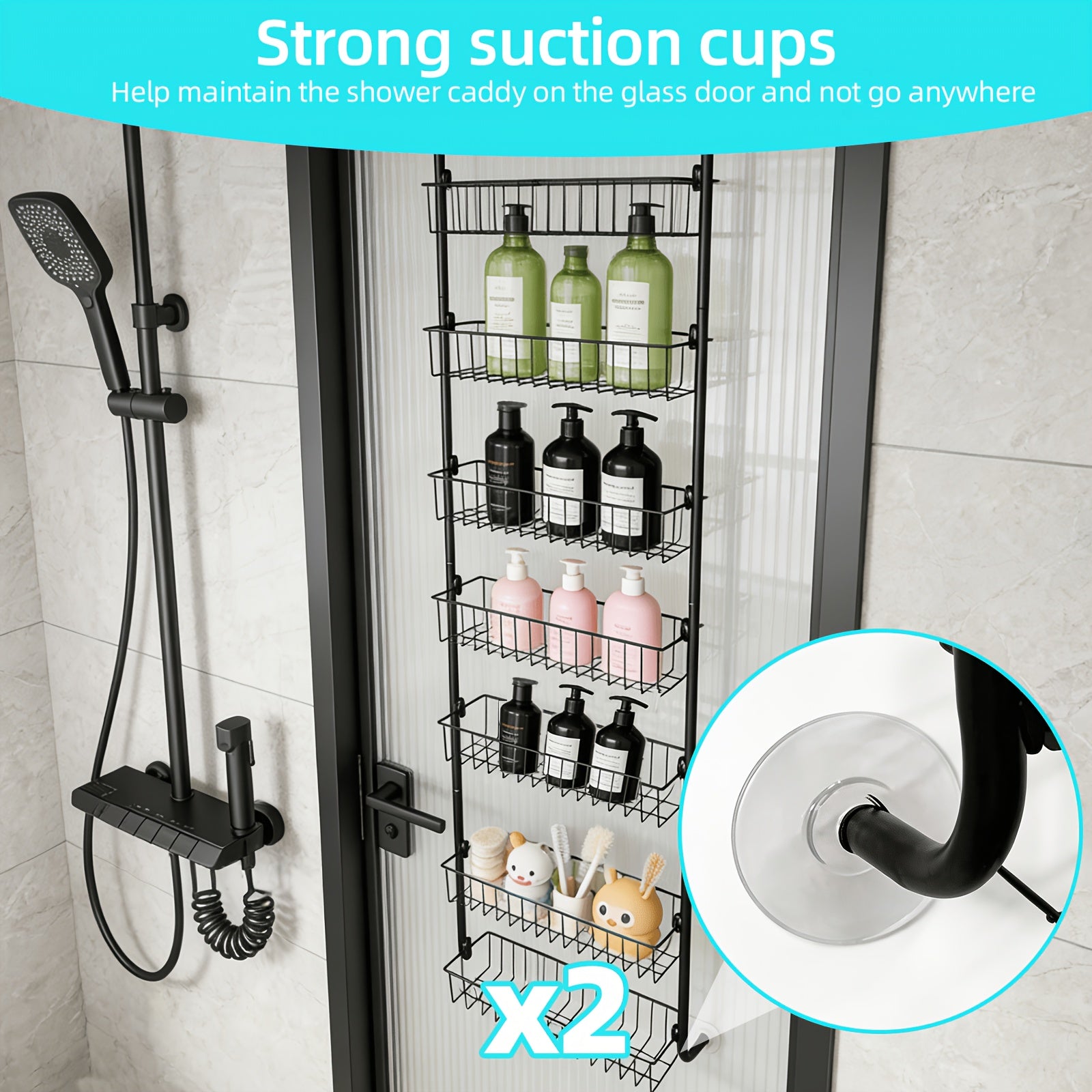 Heavy-Duty Wrought Iron Over-Door Shower Caddy (Multi-Tier)