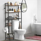 Space-Saving 3-Tier Wood Over-Toilet Shelf (Freestanding, Paper Holder & Hooks)