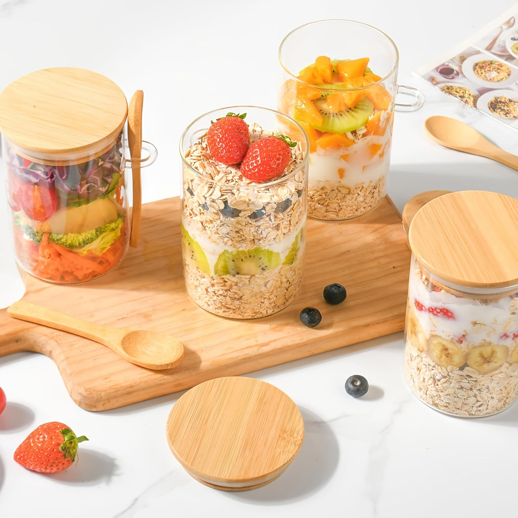 Microwave-Safe Glass Overnight Oats Jar (500ml)