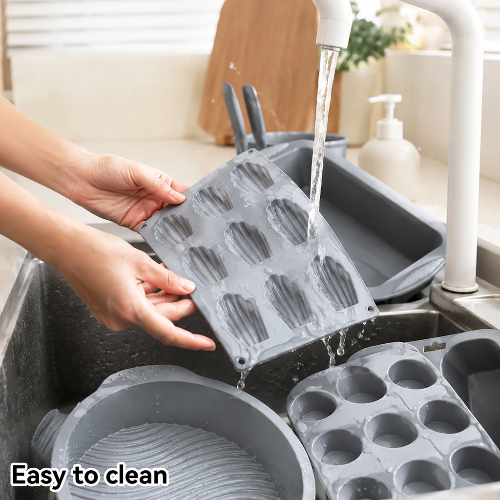 Oven-Safe Silicone Multi-Shape Baking Mold Set