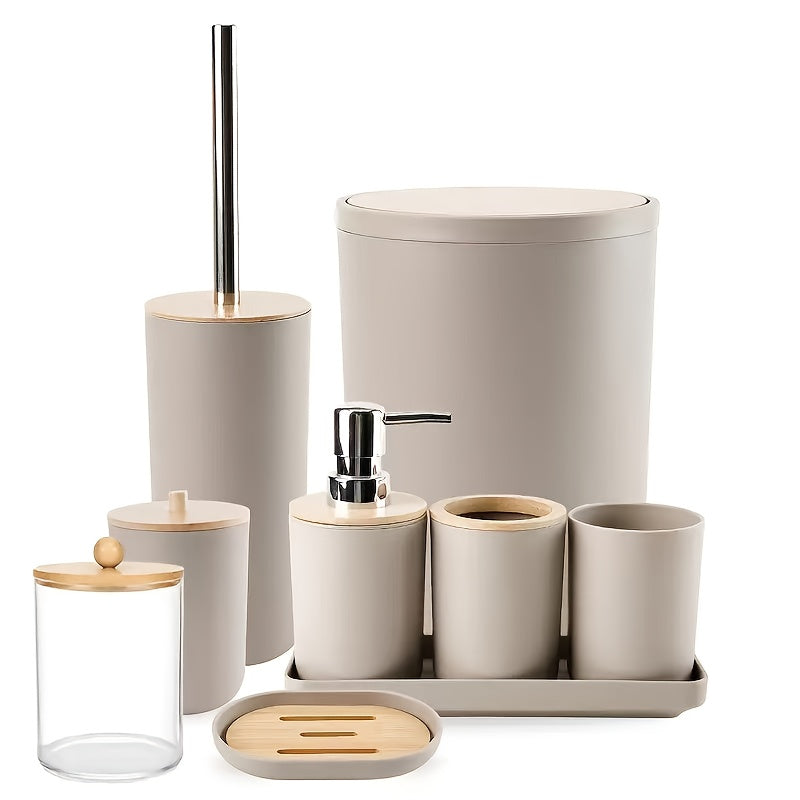 Complete 9-Piece Durable Plastic Bathroom Accessory Set