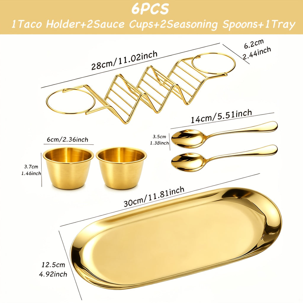 Gold 410 Stainless Steel Taco Serving Set (6-Piece)