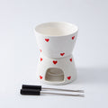 Heart-Shaped Ceramic Fondue Set (Includes 2 Forks)