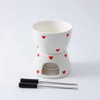 Heart-Shaped Ceramic Fondue Set (Includes 2 Forks)