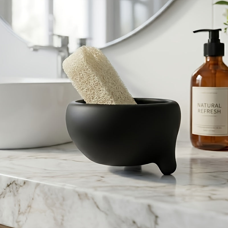 Self-Draining Matte Black Soap Dish (Anti-Slip Base)