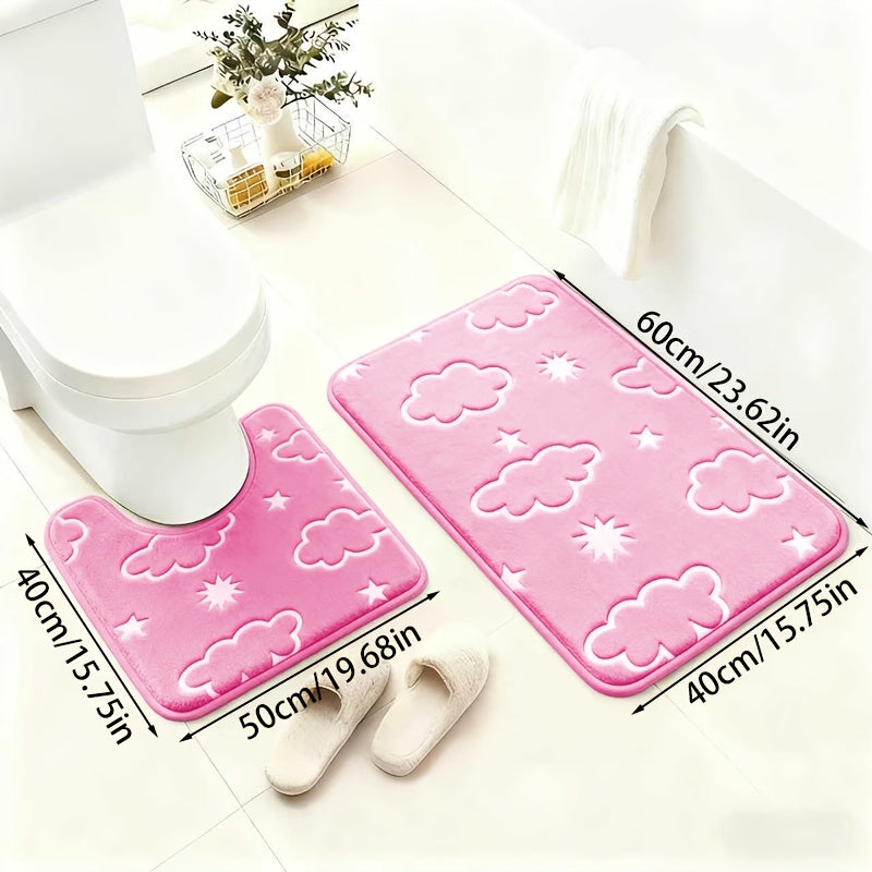 Glow-In-The-Dark & Anti-Slip Bathroom Mat Set (2-Piece)