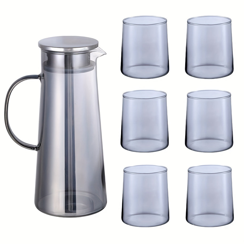 Heat-Resistant Borosilicate Glass Jug & Cup Set (Set of 5 or 7)