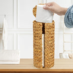 Vertical Woven Rattan Toilet Paper Storage Basket (With Lid)