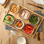 Bohemian Hand-Painted Ceramic Square Bowl Set (Set of 6)