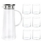 Heat-Resistant Borosilicate Glass Jug & Cup Set (Set of 5 or 7)