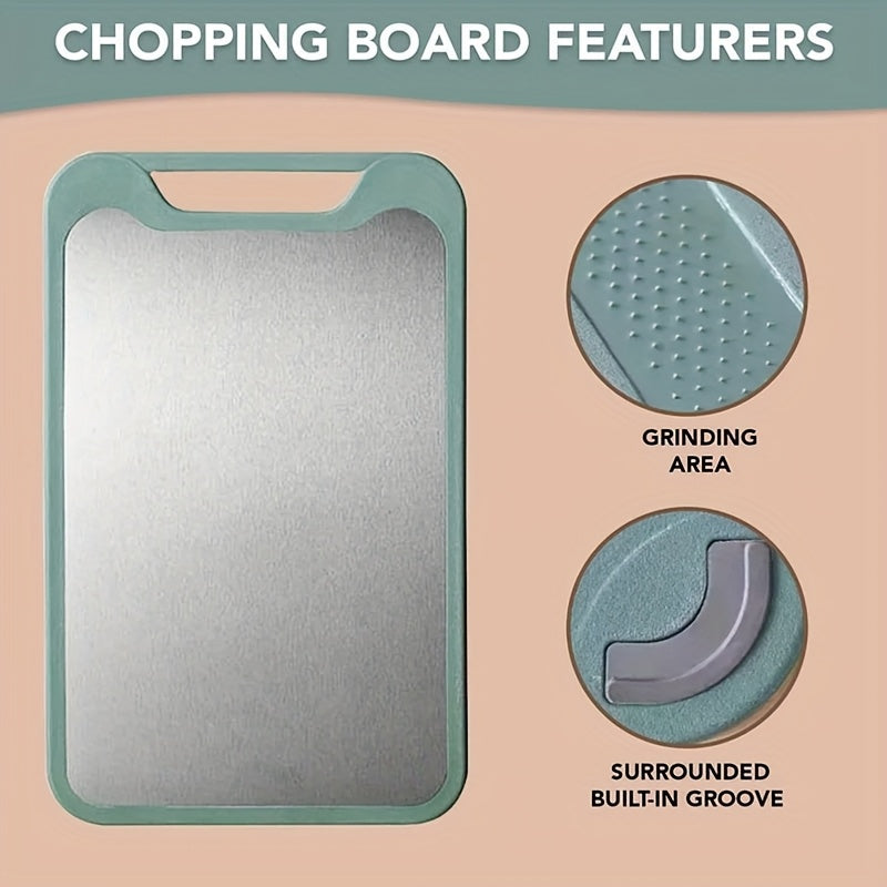 201-Grade Stainless Steel Non-Slip Cutting Board (Grinding Groove)