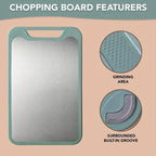 201-Grade Stainless Steel Non-Slip Cutting Board (Grinding Groove)