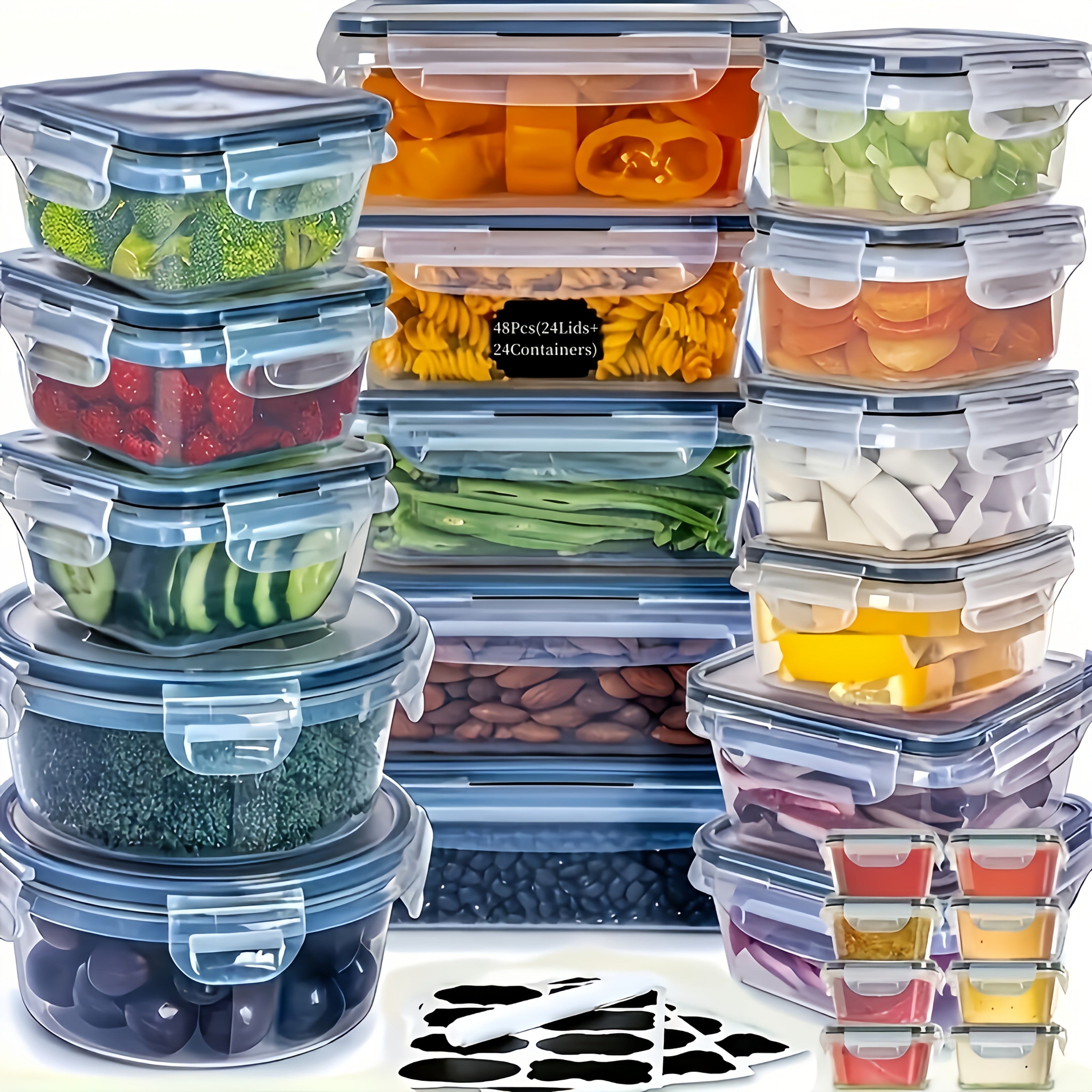 Airtight Latch & Microwave-Safe Food Storage Container Set (Set of 48)