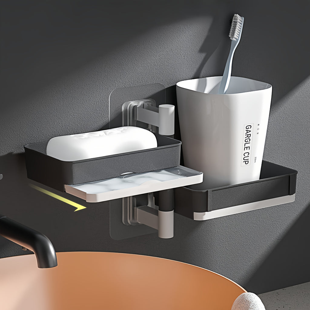 No-Drill 180° Rotating Quick-Drain Soap Organizer
