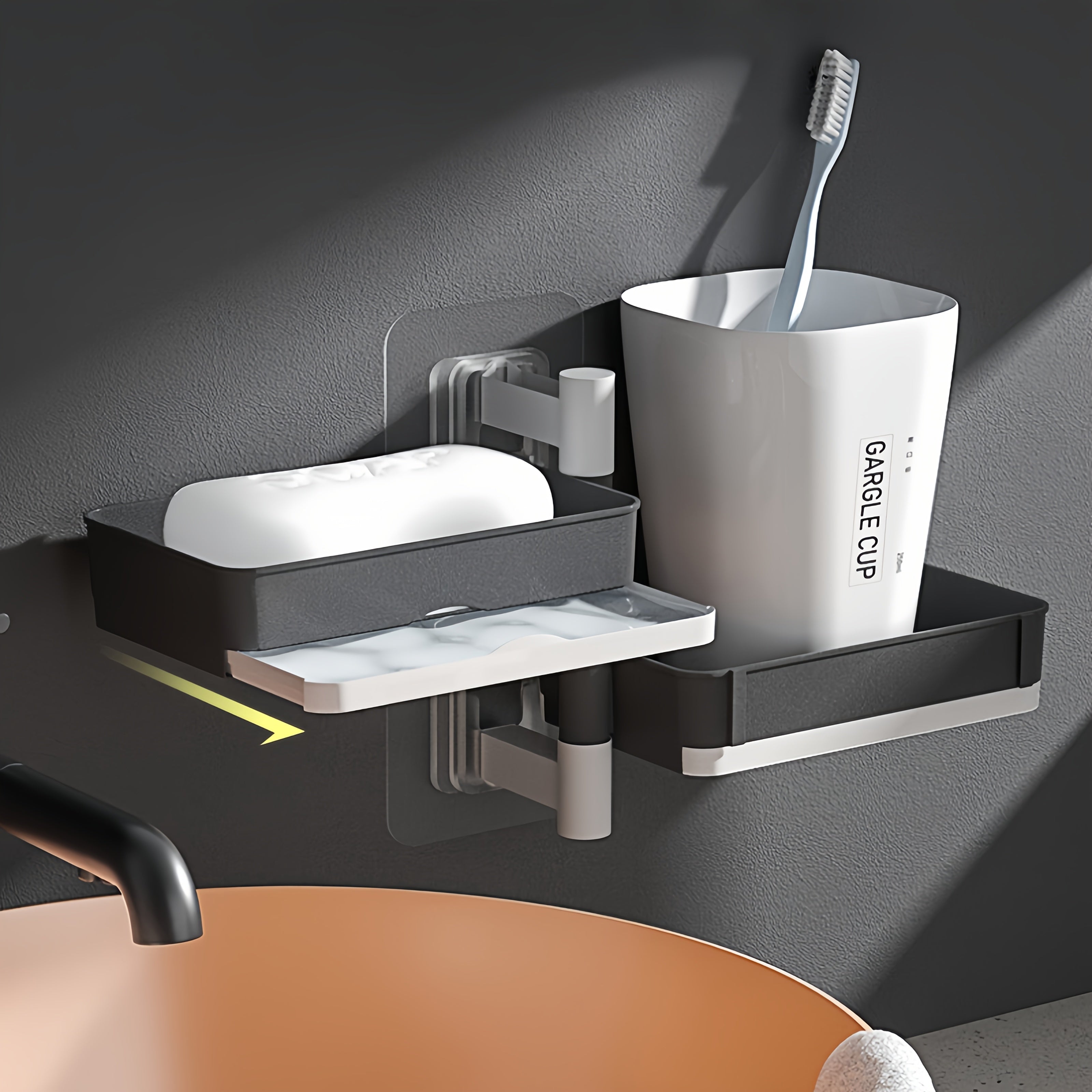 No-Drill 180° Rotating Quick-Drain Soap Organizer