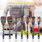 Pakkawood Blue-Handled Food-Safe Utensil Set (7-Piece)