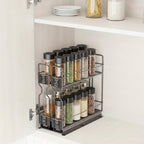 Powder-Coated Metal Slide-Out Spice Rack Organizer (2-Tier)